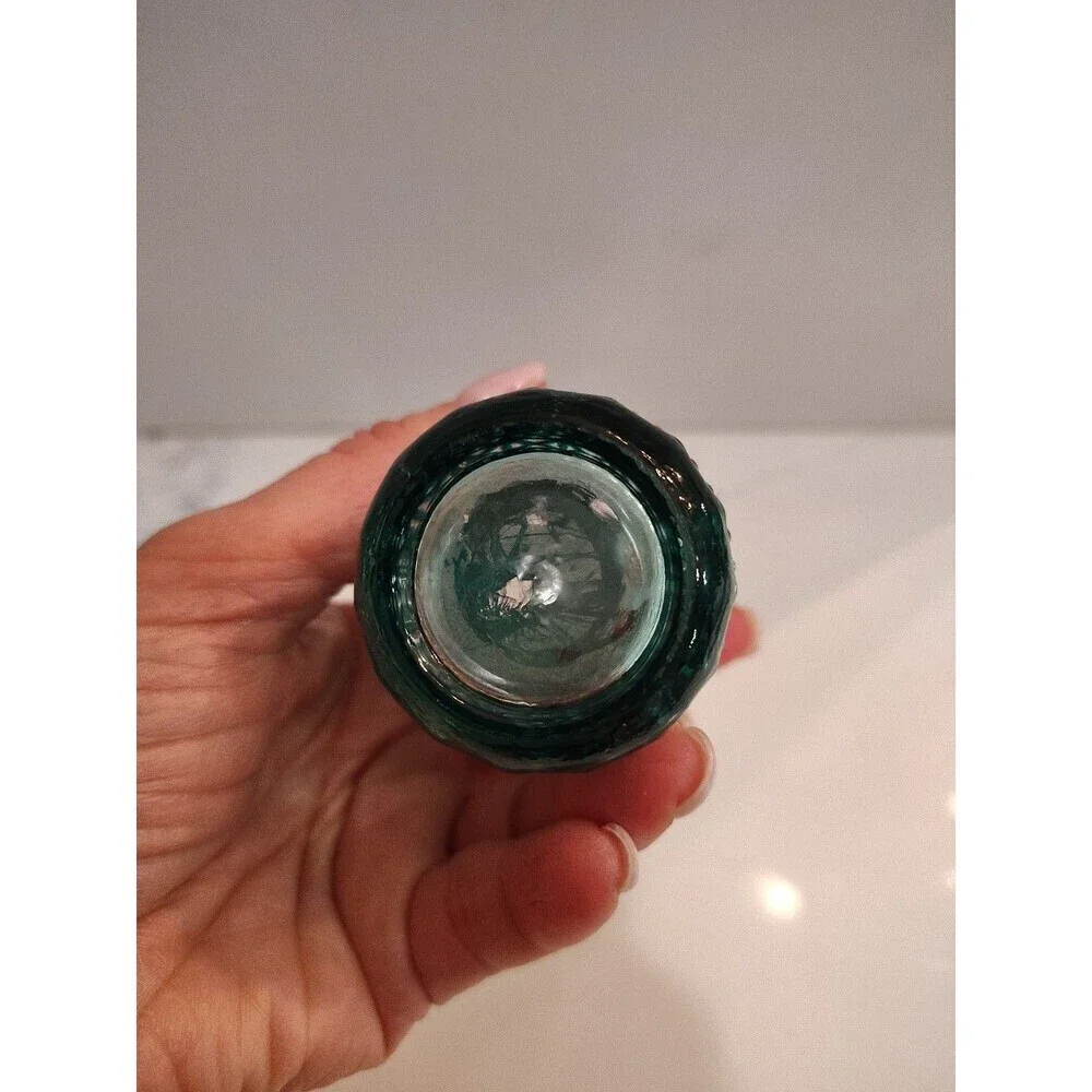 Vintage Glass Salt and Pepper Green and Clear Daisy Sunburst